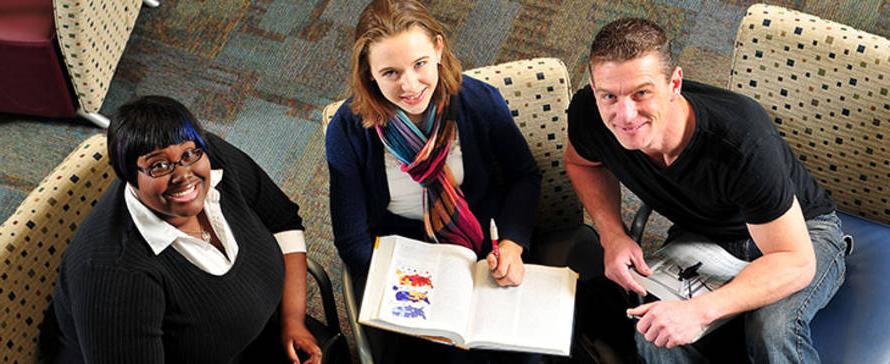 students looking up at the camera