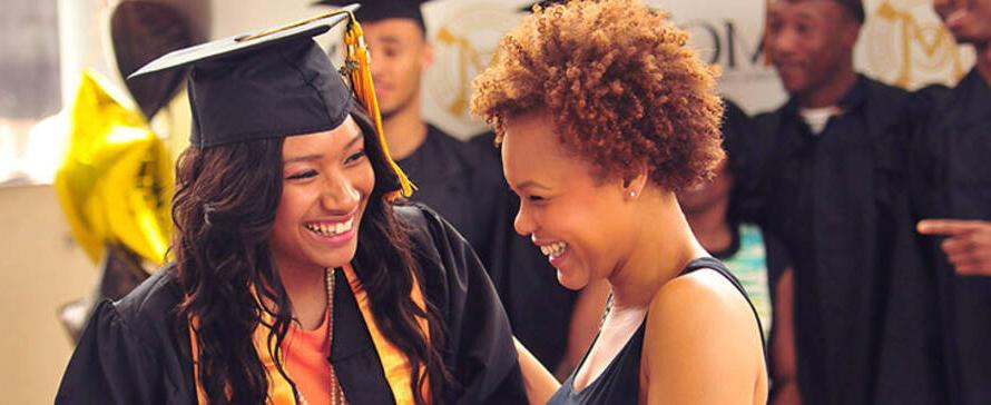 Student and her sister after Commencement